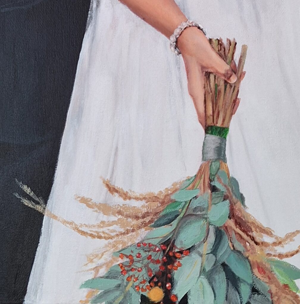 M & M - details of bride's hands and boquet